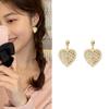 S925 agulha de prata japonesa e coreana elegante dupla camada de diamante embutido brincos em forma de coração ins estilo moda estilo coreano pêssego coração brincos orelha jóias
