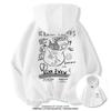 Sudadera con capucha de estilo universitario, holgada, versátil, a la moda, estilo japonés, estampado de gato de dibujos animados, para parejas