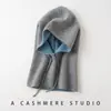 Conjunto de Gorro y Bufanda de Cachemira de Doble Capa para Otoño e Invierno para Mujer, Gorro de Punto, Protección Gruesa para el Cuello, Cálido, Protección contra el Frío, Bufanda con Bloques de Color