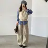 Pantalones casuales holgados de diseño plisado estilo japonés, con corte curvo, para mujer, nuevo modelo de otoño 2026, versátiles de color liso, pierna ligeramente ancha, venta al por mayor
