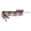 Cinta de lino sintético con borde de alambre en stock para decoración navideña, lámina dorada y plateada impresa con purpurina, para hacer guirnaldas y moños