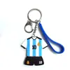 Brasil Argentina Messi França Bélgica Ronaldo Holanda Camisa Dupla Face Chaveiro de PVC Pingente Presente para Fã