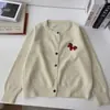 Cardigan de Tricô Versátil Cor Blocada Bordado Pônei Gola Redonda Manga Longa Estilo Coreano Simples Casual Outono/Inverno 2025 5078