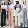 Pantalones de Pierna Ancha de Algodón Refrescante para Maternidad Primavera y Verano Finos Modernos Ropa Exterior Holgados Casual Versátiles Pantalones Cintura Alta Ajustable