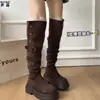 Versão de Pele de Ovelha Sola de 6cm Aumento de Altura Salto Pequeno Duas Formas de Usar Botas de Cavaleiro Salto Grosso Feminino Emagrecimento Botas Longas Acima do Joelho Botas Altas