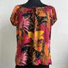 Comercio Exterior Europeo y Americano Transfronterizo Nuevo Amazon Popular Ropa de Mujer Estampado de Hoja Grande Manga Corta Mujer Elástico Cuello Redondo Grande T