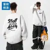 Sudadera extragrande transfronteriza para hombre, nuevo estilo otoño/invierno, forrada de polar y engrosada, estilo Hong Kong, corte holgado, versátil, top estampado de manga larga