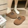 Zapatos Mao Mao de un pedal, prendas de vestir para mujer, nuevo estilo coreano 2024, zapatos de estilo hada suave, zapatos de algodón con forro polar de invierno para mujer