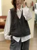 26 Outono/Inverno Patchwork de Algodão Gola Redonda Tricotado Abotoado Colete Grosso Solto Casual Colete Feminino de Algodão