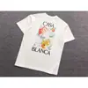 Nova Camiseta Casablanca de Manga Curta, Marca Tendência de Nicho, Camiseta Personalizada com Estampa de Porta Azul Fantasia Letra Vermelha Casa