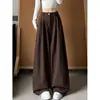 Calça pantalona relaxada estilo europeu com toque japonês para mulheres, novo modelo outono 2026, cintura alta, modelagem solta, afina a silhueta, calça longa casual para pessoas baixinhas