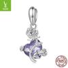 Pingente de rosa roxa original Ziyun de prata nobre elegante banhado a platina 925 acessórios de contas de prata esterlina BSC661