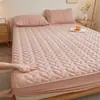 Protector de colchón acolchado de algodón 100% lavado Clase A, funda de colchón engrosada, color sólido, borde elevado para cama, funda a prueba de polvo de cobertura total
