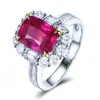 Anillo de compromiso abierto de lujo europeo y americano con diamantes cuadrados de princesa de sangre roja de paloma transfronteriza de Zhenrong AliExpress.