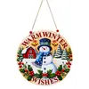 Decoração de Natal Transfronteiriça Placas de Madeira Penduradas Série Criativa de Bonecos de Neve de Natal Placas Penduradas Placas Redondas Placas de Porta de Madeira