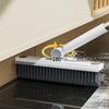 Cepillo de piso de baño dos en uno con mango largo y cerdas al por mayor artefacto de limpieza para baño del hogar cepillo para huecos con bola de alambre