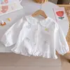 Camisa de Muñeca para Niñas 25 Otoño Nuevo Estampado de Dibujos Animados Top para Bebés Niñas Linda Casual Versátil Dulce Blusa