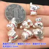 Prata Pura S999 Vintage Desenho de Linha Fofo Cachorrinho Contas Espaçadoras de Furo Grande Pulseira Tecida Colar Acessórios DIY Feitos à Mão