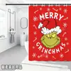 Bestseller transfronterizo de Amazon: Cortina de ducha verde del Grinch, cortina de ducha impermeable de pongee con estampado digital de dibujos animados