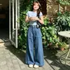Pantalones de Mezclilla Azul Oscuro de Pierna Ancha para Mujer, Nuevo Estilo Verano 2026, Cintura Alta, Adelgazantes, Sueltos, Modernos, Versátiles y Favorecedores Pantalones Casuales