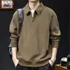 Sudadera con cremallera y solapa de felpa de algodón europeo para hombre 2026 Nueva Primavera y Otoño Holgada Tallas Grandes Casual Ropa de Alta Gama
