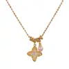 Collar de Metal con Circonio de Trébol de Cuatro Hojas y Perla Blanca para Mujer, Diseño Elegante y Sencillo, Cadena para Clavícula, Venta al por Mayor