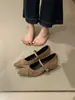 Zapatos Mary Jane Negros con Punta Francesa y Lazo para Mujer 2026 Otoño/Invierno Nuevos Zapatos de Vestir con Una Correa Versátiles Aumentadores de Altura Interior