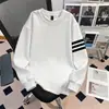 Camiseta de manga larga de algodón puro, estilo coreano, moderna, para Instagram, unisex, corte holgado, diseño de rayas de peso pesado, nueva para otoño de 2026, versátil