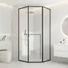 Aço Inoxidável Tipo Diamante Porta de Correr Box de Banho Personalizado Uso Doméstico Separação Úmido e Seco Divisória de Banheiro Vidro para Banheiro
