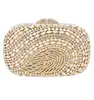 Bolso de Noche Transfronterizo Hojas Nuevas Calado Incrustado de Diamantes Banquete Perla Pedrería de Mano Bolso de Mujer Bolso de mano de Cristal