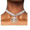 Collar colgante ins europeo y americano collar de dólar con diamantes de imitación letra hip hop símbolo USD cadena de clavícula punk choker de moda
