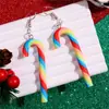 Pendientes Más Vendidos en Amazon Transfronterizos Diseño Creativo de Dibujos Animados Bastón Arcoíris Navideño Pendientes de Colores Dulces para Niñas