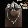Conjunto de três peças para noiva: coroa, colar e brincos. Acessórios de cabelo para casamento. Acessórios de casamento. Coroa estilo coreano.