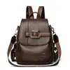 Bolsa de Mamá para Mujer Versátil Marca Cuero Suave Genuino Mochila de Viaje Retro para Mujer 2025 Nueva Gran Capacidad