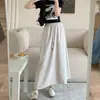 Saia Elástica Branca Leite para Mulheres, Novo Estilo Coreano para Primavera, Artística e Delicada, Saia Versátil de Comprimento Médio de Cintura Alta