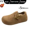 Em estoque~Versão em couro de vaca com sola grossa totalmente fechada sapatos Birkenstock para mulheres com forro de pelúcia sapatos quentes de algodão slip-on sapatos preguiçosos mocassins
