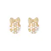 Brincos de Pérola com Laço Inlaid de Diamante na Agulha de Prata S925 Estilo Literário, Femininos, Super Brilhantes, High-End, Doces e Modernos