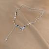 Dulce Estilo Cool Sexy Collar Azul Glaciar Borla Perla Empalmado Accesorios de Verano para Mujer ins Popular Elegante Versátil Cierre
