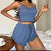 Pijama Feminino Transfronteiriço Sexy Pit Strip Beautiful Back Cross Strap Sling Fashion Shorts terno Europeu e Americano Roupas para Casa