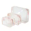 Bolsa Cosmética Transparente de PVC Conjunto de Três Peças Grande Capacidade Impermeável Bolsa de Armazenamento para Artigos de Higiene Pessoal Bolsa de Armazenamento Transparente Portátil para Pessoas Preguiçosas