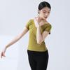 Traje de Práctica de Danza Clásica Escote en V Gimnasia Leotardo Manga Corta Femenino Examen Artístico Yoga Body Traje Superior de Danza Ballet