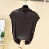 Chaleco de algodón modal de cuello medio alto para mujer, primavera y verano, fino, ajustado, interior, color liso, combina con todo, 2022