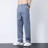 Calças Casuais de Tencel Ultra Finas de Verão para Homens, Modernas, Largas, Confortáveis, Frescas, Respiráveis, Que Aumentam a Altura, Versáteis, Calças de Perna Larga Elásticas