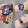 Applewatch10 Pulseira de Couro Contrastante S9/10 Dobrável Fivela Magnética Colorblock de Couro Pulseira de Lichia