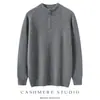 Nova coleção outono e inverno de Bai Cai Rong: suéter de malha masculino com meio zíper, 100% caxemira pura, modelagem solta, casual e estilo business