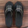 Sandalias Abiertas de Piel de Vaca Bordadas a Punto de Cruz para Primavera y Verano para Uso en Casa, Pantuflas de Cuero para Pareja, Zapatos Antideslizantes y Resistentes al Desgaste para Interiores, Color Caramelo