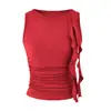 Top Puro Estilo Sexy de Caimento Justo Sem Mangas para Mulheres com Design de Tiras e Pregas, Adequado para Roupa de Verão e Camada Base Justa