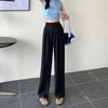 Pantalones anchos y drapeados de cintura alta en color rosa para mujer, venta al por mayor, verano 2023, pantalones de traje color caramelo, pantalones casuales rectos que combinan con todo para mujer.
