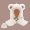 2026 Nuevo Modelo Sombrero de Peluche de Oso a Prueba de Frío y Cálido, Bufanda y Guantes Todo en Uno para Mujer, Sombrero Grueso de Invierno para Ciclismo con Protección para las Orejas