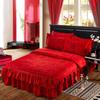 Nuevo Juego de Falda de Cama Engrosada de Cuatro Piezas para Bodas, Colcha, Funda de Edredón, Juego de Cama para Camas Individuales y Dobles, Mayoreo